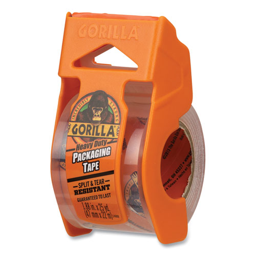 Image of Gorilla® Heavy Duty Packaging Tape with Dispenser, 1.88" x 25 yds, Clear, 4/Pack