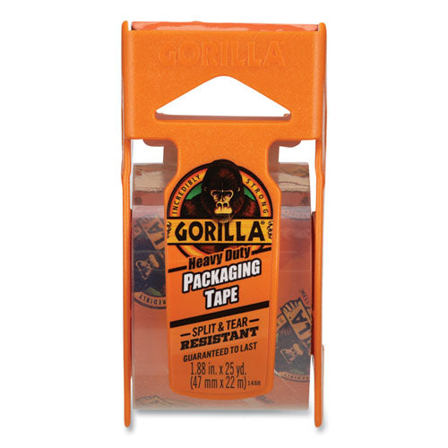Image of Gorilla® Heavy Duty Packaging Tape with Dispenser, 1.88" x 25 yds, Clear, 4/Pack