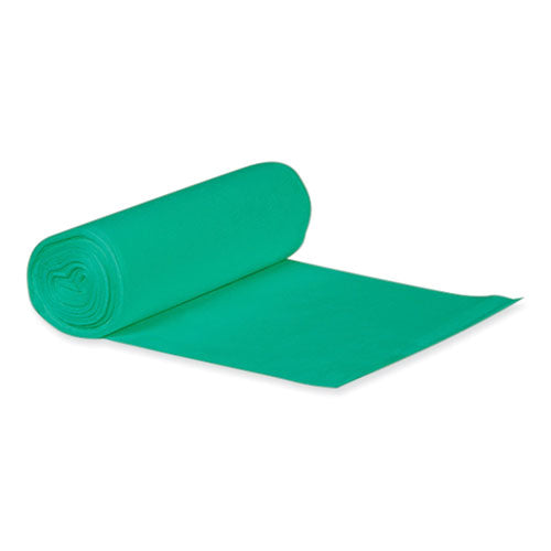 Image of Heritage Eco Blend Max Can Liners, 33 gal, 0.8 mil, 33" x 39", Green, 25 Bags/Roll, 8 Rolls/Carton