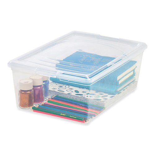 Image of IRIS 13.5 Qt. Lift-Off Lid Storage Tote, 10.6" x 16.1" x 5.9", Clear/Gray