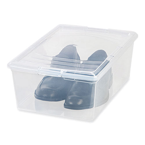 Image of IRIS 13.5 Qt. Lift-Off Lid Storage Tote, 10.6" x 16.1" x 5.9", Clear/Gray