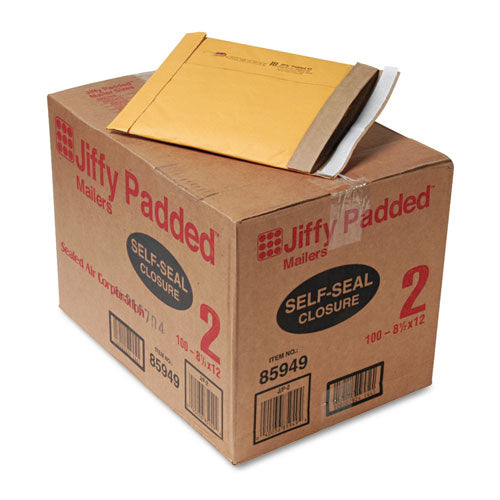 Image of Sealed Air Jiffy Padded Mailer, #2, Paper Padding, Self-Adhesive Closure, 8.5 x 12, Natural Kraft, 100/Carton