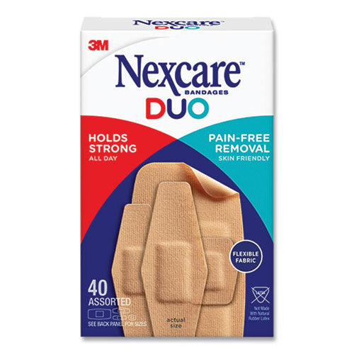 Image of 3M Nexcare DUO Bandages, Plastic, Assorted Sizes, 40/Pack