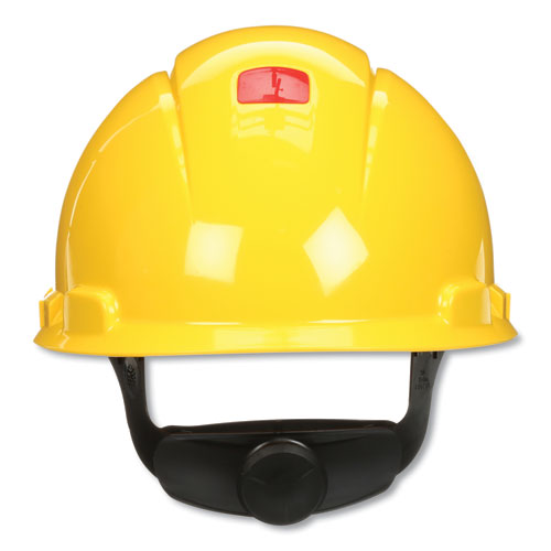 Image of 3M SecureFit Hard Hat with Uvicator, Four-Point Ratchet Suspension, Yellow