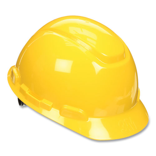Image of 3M SecureFit Hard Hat with Uvicator, Four-Point Ratchet Suspension, Yellow
