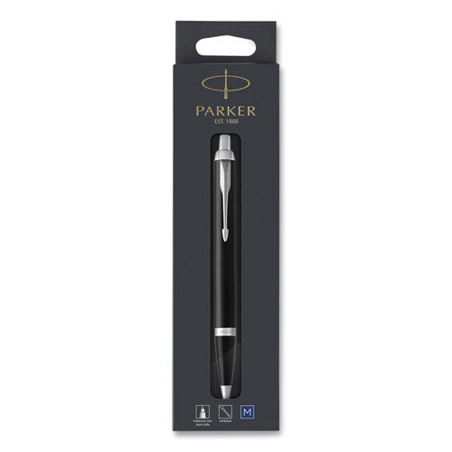 Image of Parker® IM Ballpoint Pen, Retractable, Medium 0.7 mm, Blue Ink, Black/Chrome Barrel