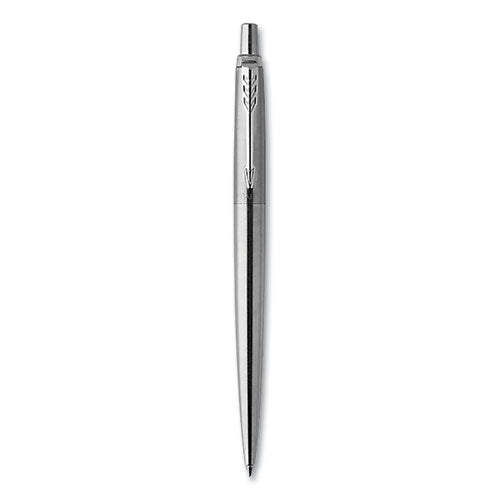 Image of Parker® Jotter Gel Pen, Retractable, Medium 0.7 mm, Black Ink, Stainless Steel Barrel