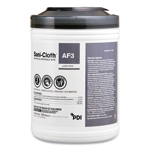 Image of Sani Professional® Sani-Cloth AF3 Germicidal Disposable Wipes, Extra-Large, 1-Ply, 7.5" x 15", Unscented, White, 75/Pack