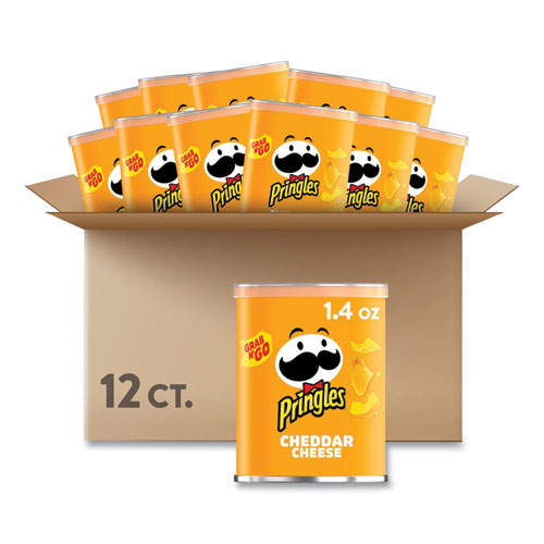 Image of Pringles® Grab and Go Cheddar Cheese Crisps, 1.4 oz Can, 12 Carton