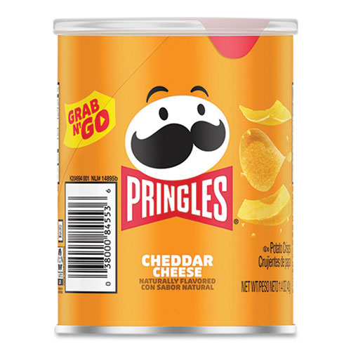 Image of Pringles® Grab and Go Cheddar Cheese Crisps, 1.4 oz Can, 12 Carton