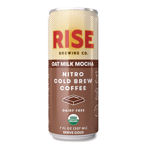 Image of RISE Brewing Co.® Nitro Cold Brew Latte, Oat Milk Mocha, 7 oz Can, 12/Carton