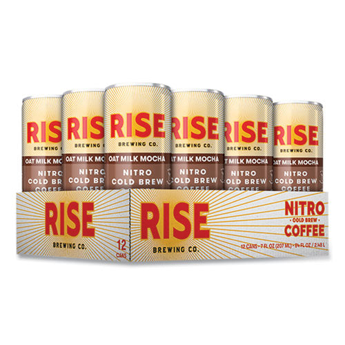 Image of RISE Brewing Co.® Nitro Cold Brew Latte, Oat Milk Mocha, 7 oz Can, 12/Carton