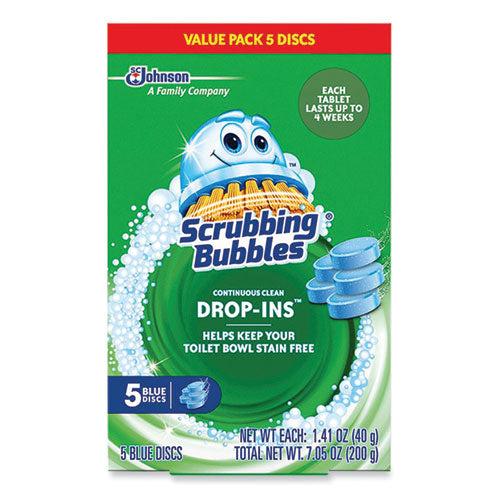 Image of Scrubbing Bubbles® Drop-Ins Toilet Cleaning Tablets, 1.41 oz Tablets, 5/Pack
