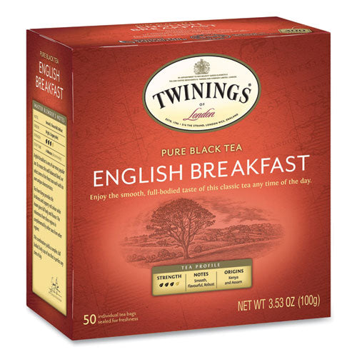 Image of TWININGS® Tea Bags, English Breakfast, 3.53 oz, 50/Box