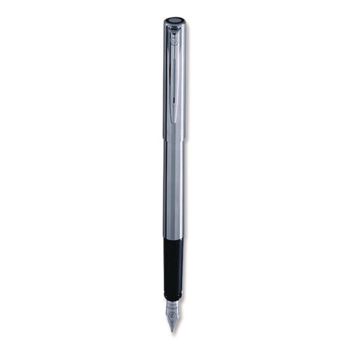 Image of Waterman Allure Fountain Pen, Fine Point , Blue Ink, Silver/Black Barrel