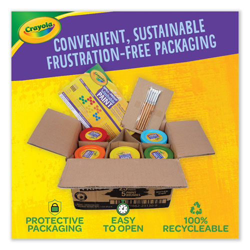 Image of Crayola® Spill Proof Washable Paints, 5 Colors, 1.4 oz Cups, 5 Sets/Carton