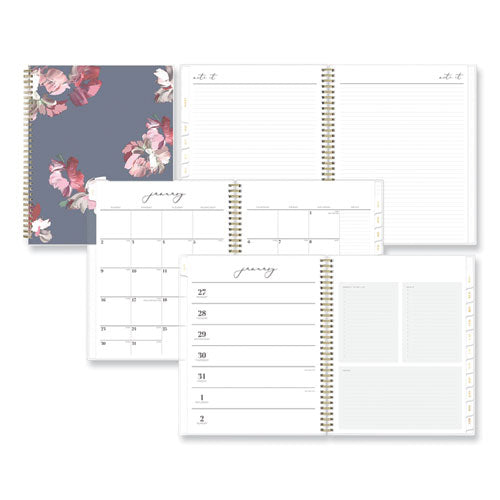 Image of Blue Sky® Life Note-It Leah Weekly/Monthly Notes Planner, Floral Artwork, 11 x 8.5, Gray/Pink/White Cover, 12-Month (Jan to Dec): 2025