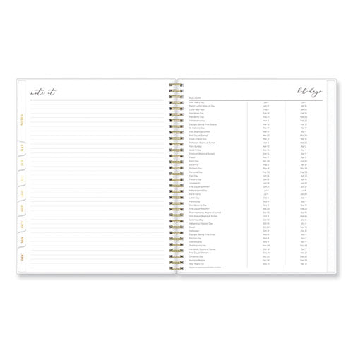 Image of Blue Sky® Life Note-It Leah Weekly/Monthly Notes Planner, Floral Artwork, 11 x 8.5, Gray/Pink/White Cover, 12-Month (Jan to Dec): 2025