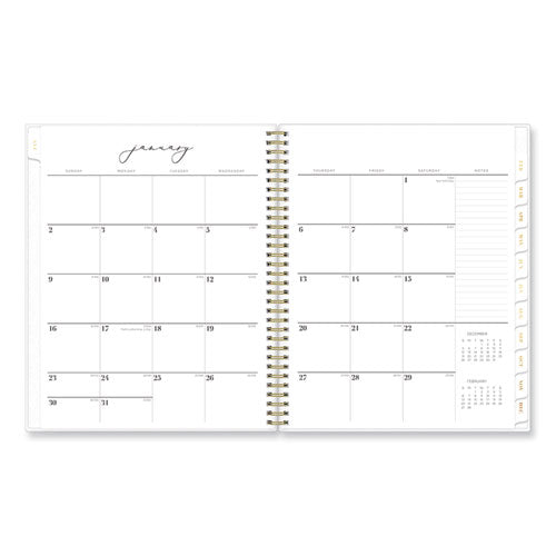 Image of Blue Sky® Life Note-It Leah Weekly/Monthly Notes Planner, Floral Artwork, 11 x 8.5, Gray/Pink/White Cover, 12-Month (Jan to Dec): 2025
