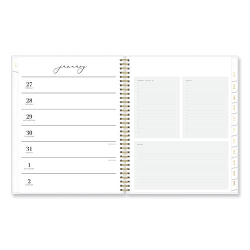 Image of Blue Sky® Life Note-It Leah Weekly/Monthly Notes Planner, Floral Artwork, 11 x 8.5, Gray/Pink/White Cover, 12-Month (Jan to Dec): 2025