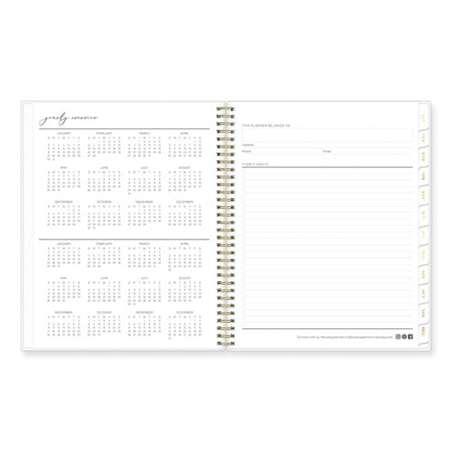 Image of Blue Sky® Life Note-It Leah Weekly/Monthly Notes Planner, Floral Artwork, 11 x 8.5, Gray/Pink/White Cover, 12-Month (Jan to Dec): 2025