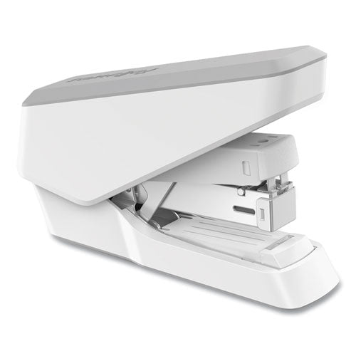 Image of Fellowes® LX860 EasyPress Half Strip Stapler with Antimicrobial Protection, 40 Sheet Capacity, Gray/White