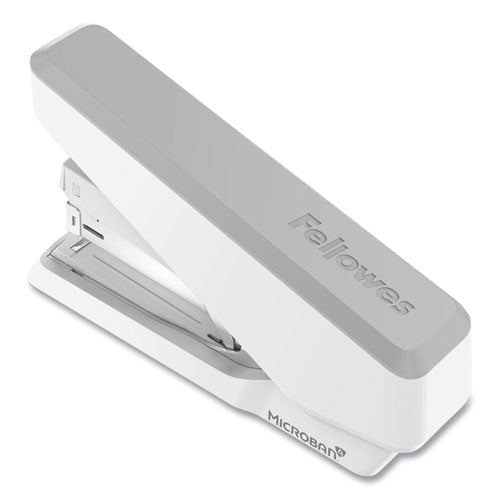 Image of Fellowes® LX870 EasyPress Stapler with Antimicrobial Protection, 40-Sheet Capacity, Gray/White