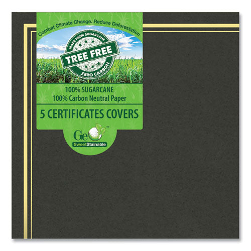 Image of Geographics® Certificate/Document Cover, 9.75" x 12.5", Black With Gold Foil, 5/Pack