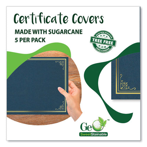 Image of Geographics® Certificate/Document Cover, 9.75' x 12.5", Navy With Gold Foil, 5/Pack