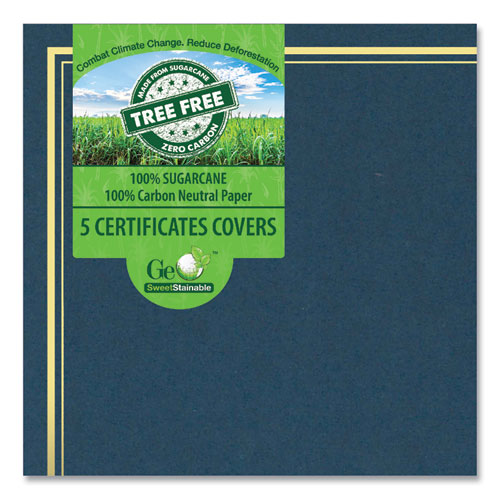 Image of Geographics® Certificate/Document Cover, 9.75' x 12.5", Navy With Gold Foil, 5/Pack