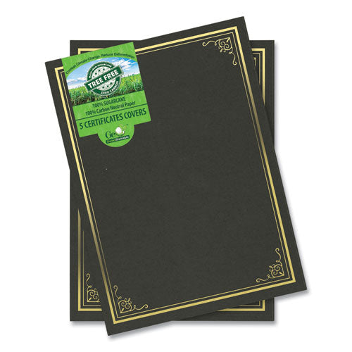 Image of Geographics® Certificate/Document Cover, 9.75" x 12.5", Black With Gold Foil, 5/Pack