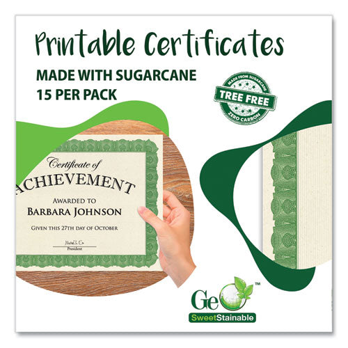 Image of Geographics® Award Certificates, 8.5 x 11, Natural with Green Braided Border, 15/Pack