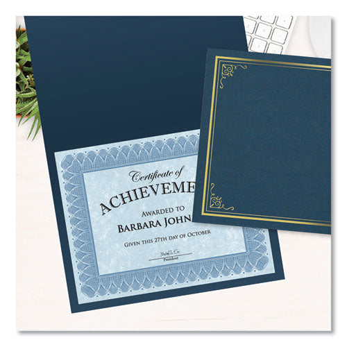 Image of Geographics® Certificate/Document Cover, 9.75' x 12.5", Navy With Gold Foil, 5/Pack