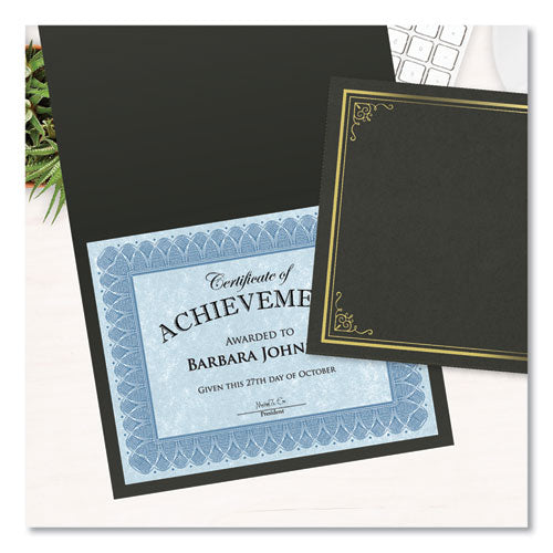 Image of Geographics® Certificate/Document Cover, 9.75" x 12.5", Black With Gold Foil, 5/Pack