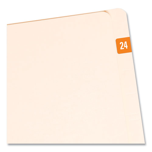 Image of Smead Yearly End Tab File Folder Labels, 24, 0.5 x 1, Orange, 25/Sheet, 10 Sheets/Pack