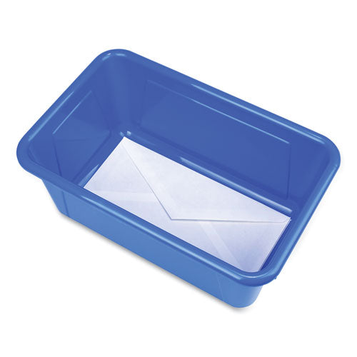 Image of Storex Cubby Bin with Lid, 1 Section, 2 gal, 8.2 x 12.5 x 11.5, Blue, 5/Pack