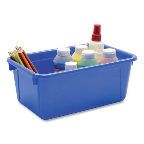 Image of Storex Cubby Bin with Lid, 1 Section, 2 gal, 8.2 x 12.5 x 11.5, Blue, 5/Pack