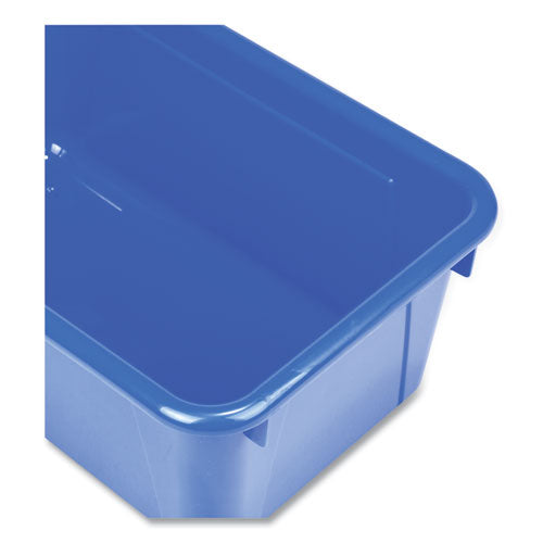 Image of Storex Cubby Bin with Lid, 1 Section, 2 gal, 8.2 x 12.5 x 11.5, Blue, 5/Pack