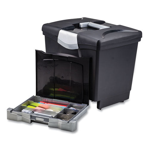 Image of Storex File Box with Tray, Letter, 11.5" x 14.3" x 13", Black, 2/Carton