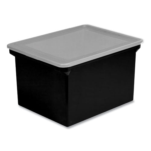 Image of Storex Plastic File Tote, Letter/legal Files, 18.5" X 14.25" X 10.88", Black/clear