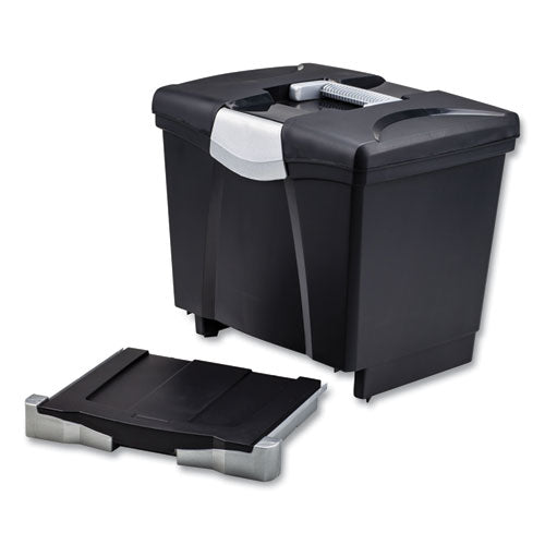 Image of Storex File Box with Tray, Letter, 11.5" x 14.3" x 13", Black, 2/Carton
