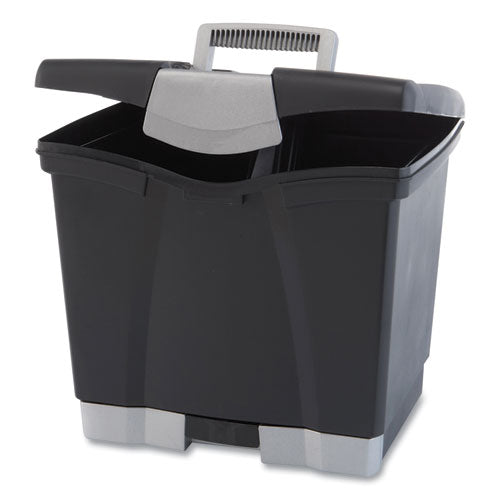 Image of Storex File Box with Tray, Letter, 11.5" x 14.3" x 13", Black, 2/Carton
