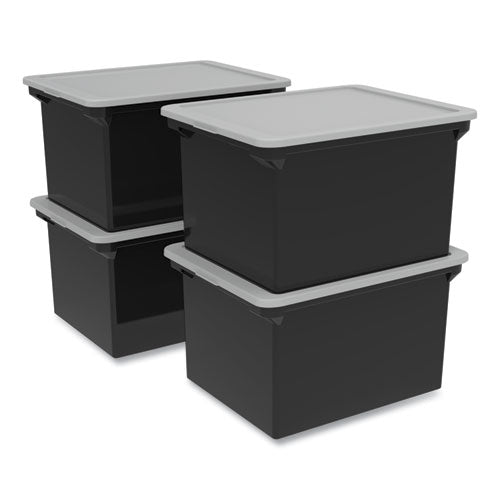 Image of Storex Plastic File Tote, Letter/legal Files, 18.5" X 14.25" X 10.88", Black/clear