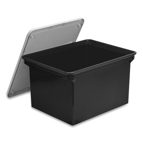 Image of Storex Plastic File Tote, Letter/legal Files, 18.5" X 14.25" X 10.88", Black/clear