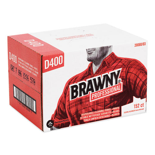 Image of Brawny® Professional Premium DRC Wipers, Paper, 1-Ply, 12.5 x 16.75, White, 152/Box