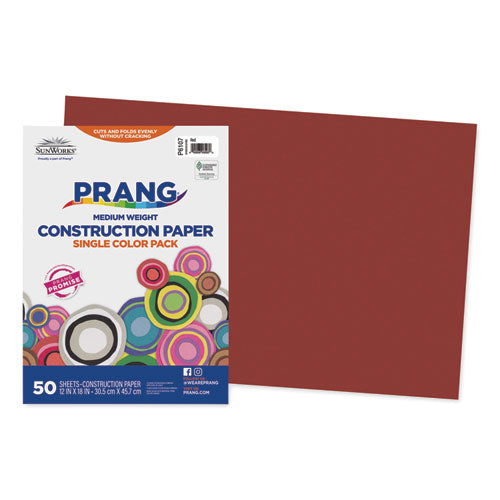Image of Prang® SunWorks Construction Paper, 50 lb Text Weight, 12 x 18, Red, 50/Pack