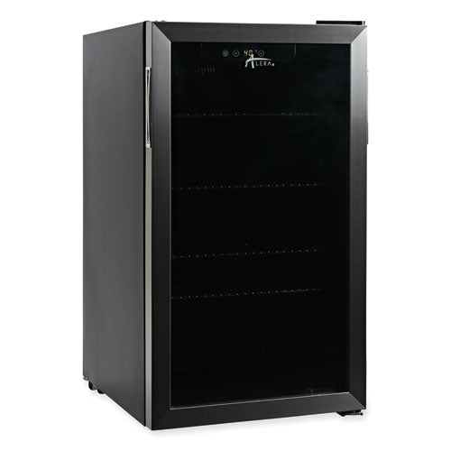 Image of Alera 3.4 Cu. Ft. Beverage Cooler, Stainless Steel/black