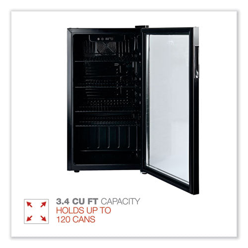 Image of Alera 3.4 Cu. Ft. Beverage Cooler, Stainless Steel/black