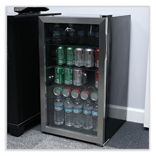 Image of Alera 3.4 Cu. Ft. Beverage Cooler, Stainless Steel/black