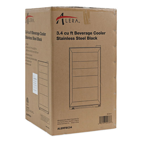 Image of Alera 3.4 Cu. Ft. Beverage Cooler, Stainless Steel/black